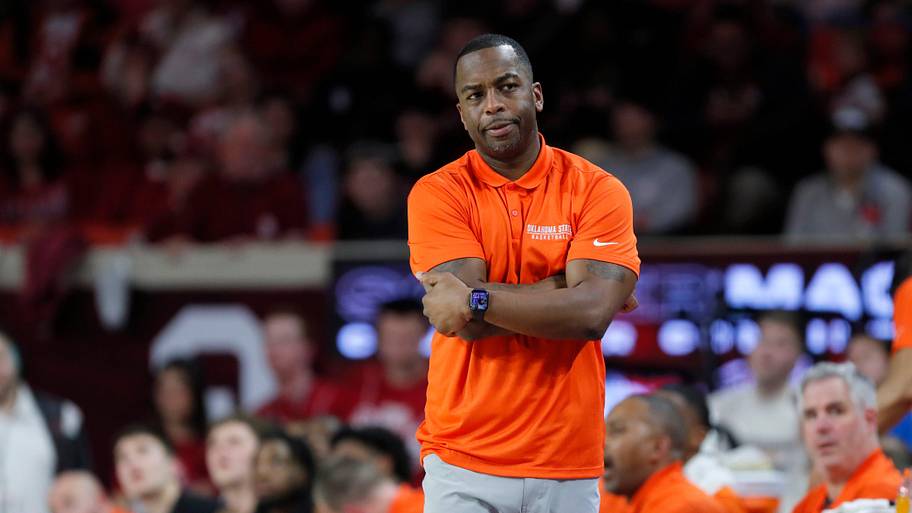 Oklahoma State coach Mike Boynton watches his team during a Bedlam college basketball game against Oklahoma.