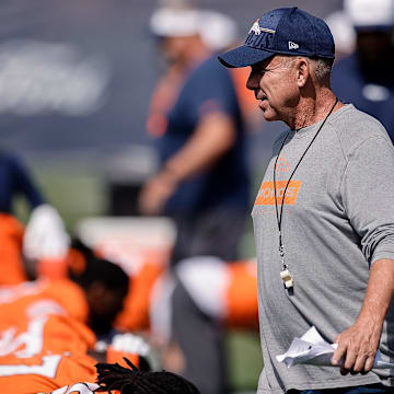 Jul 23, 2025; Englewood, CO, USA; Denver Broncos head coach Sean Payton during Denver Broncos Training Camp. 