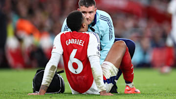 Gabriel was forced off through injury in the second half against Liverpool