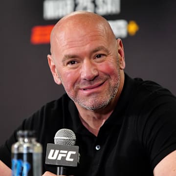 Mar 25, 2023; San Antonio, Texas, USA; UFC president Dana White at a press conference after UFC Fight Night at AT&T Center. Mandatory Credit: Aaron Meullion-Imagn Images