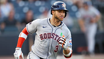 Houston Astros shortstop Jeremy Pena (3) singles