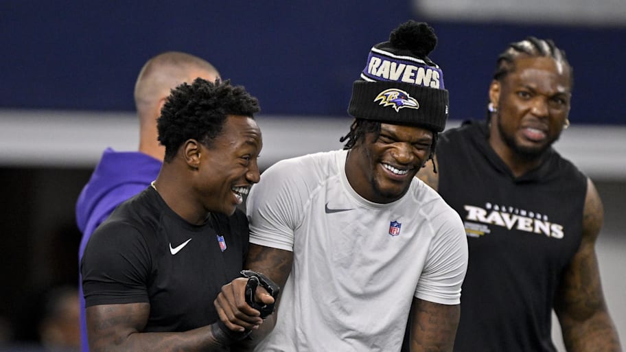 Ravens quarterback Lamar Jackson responded to a social media post in which ESPN's Adam Schefter speculated about Jackson's new foot injury. | Jerome Miron-Imagn Images