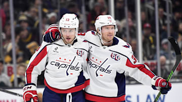 Jakub Vrana, Rasmus Sandin, Washington Capitals Mandatory Credit: Bob DeChiara-Imagn Images