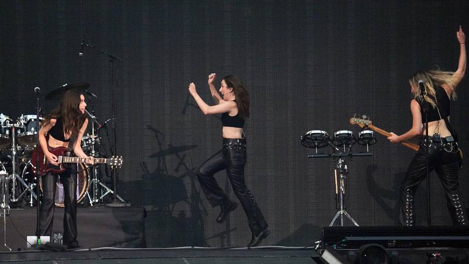 Rock band Haim opens for Taylor Swift on the fourth night of the Los Angeles stop of the Eras Tour. 