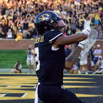 Aug. 29, 2024: WR Luther Burden III celebrates a touchdown against Murray State. 