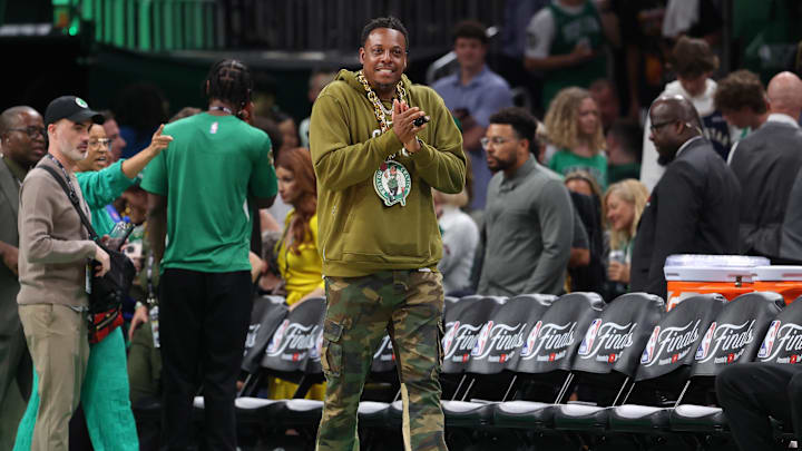 Boston Celtics former player Paul Pierce walks onto the court before game two of the 2024 NBA Finals between the Boston Celtics and the Dallas Mavericks at TD Garden. Boston Celtics former player Paul Pierce walks onto the court before game two of the 2024 NBA Finals between the Boston Celtics and the Dallas Mavericks at TD Garden.