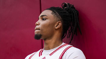 Sept. 18, 2024, Bloomington, IN, USA; Indiana Hoosiers guard Jakai Newton answers a question during IU men’s and women’s basketball media day at Simon Skjodt Assembly Hall. Grace Smith/USA TODAY Network via Imagn Images

