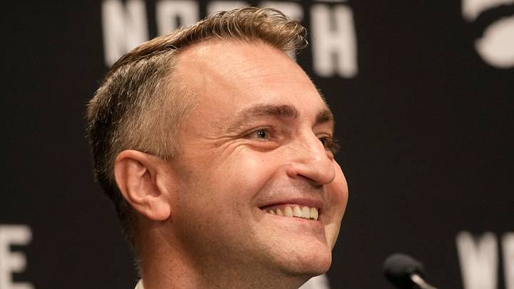 Oct 2, 2023; Toronto, ON, Canada; Toronto Raptors head coach Darko Rajakovic smiles during Media Day at the Hilton Toronto. Mandatory Credit: John E. Sokolowski-USA TODAY Sports