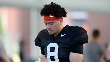 Oklahoma State's Maealiuaki Smith prepares for practice during an Oklahoma State University Cowboys spring football practice at Sherman E. Smith Training Center in Stillwater, Okla., Tuesday, April 16, 2024.