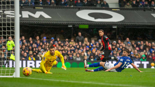 Marcus Tavernier of Bournemouth hits the post during the Premier League match between Ipswich Town and Bournemouth.
