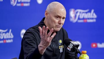 Indiana Pacers head coach Rick Carlisle speaks to the media after the Pacers defeat the Oklahoma City Thunder during game one of the 2025 NBA Finals at Paycom Center.