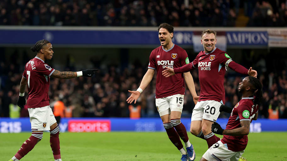 West Ham players celebrating.