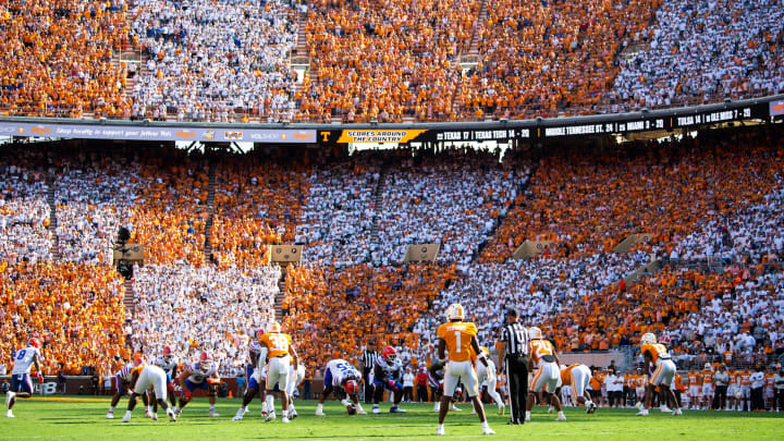 Checker Neyland during Tennessee  s football game against Florida in Neyland Stadium in Knoxville, Tenn., on Saturday, Sept. 24, 2022. 
