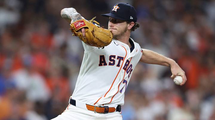 Aug 1, 2026; Houston, Texas, USA; Houston Astros pitcher Josh Hader (71) delivers a pitch during the ninth inning against the Texas Rangers at Daikin Park. Mandatory Credit: Troy Taormina-Imagn Images