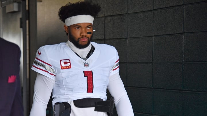 Dec 31, 2023; Philadelphia, Pennsylvania, USA; Arizona Cardinals quarterback Kyler Murray (1) in the tunnel before game against the Philadelphia Eagles at Lincoln Financial Field. Mandatory Credit: Eric Hartline-USA TODAY Sports