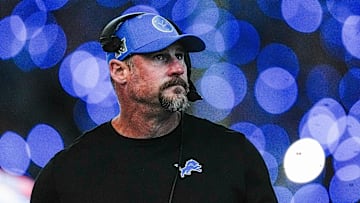 Detroit Lions head coach Dan Campbell looks on at a timeout against Chicago Bears during the second half at Ford Field in Detroit on Thursday, Nov. 28, 2024.