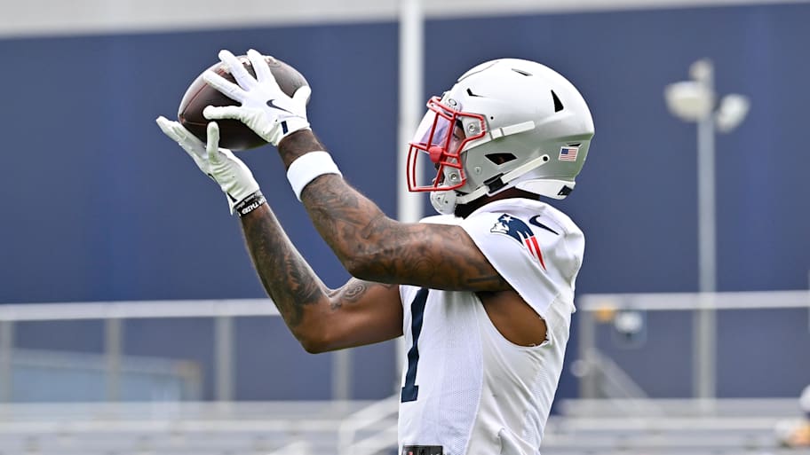 New England Patriots wide receiver Ja'Lynn Polk is expected to miss the entire season. | Eric Canha-Imagn Images