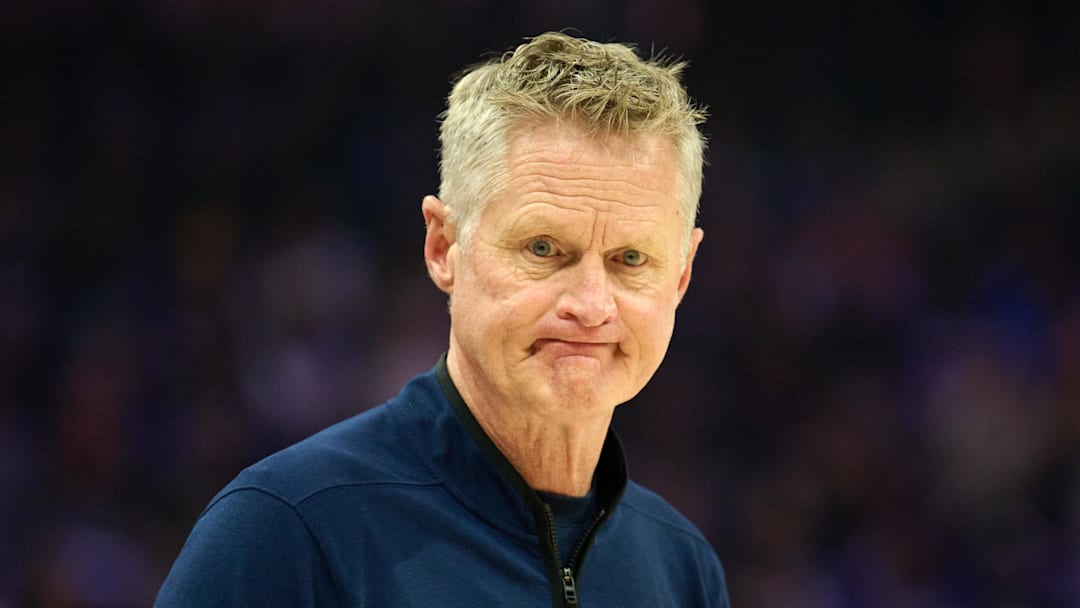 Apr 10, 2026; Sacramento, California, USA; Golden State Warriors head coach Steve Kerr looks on against the Sacramento Kings during the first quarter at Golden 1 Center. Mandatory Credit: Robert Edwards-Imagn Images