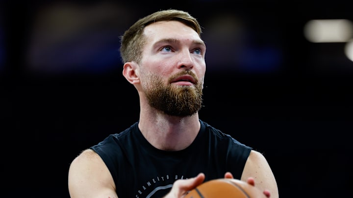Jan 16, 2026; Sacramento, California, USA; Sacramento Kings forward Domantas Sabonis (11) warms up before the game against the Washington Wizards at Golden 1 Center. Mandatory Credit: Sergio Estrada-Imagn Images