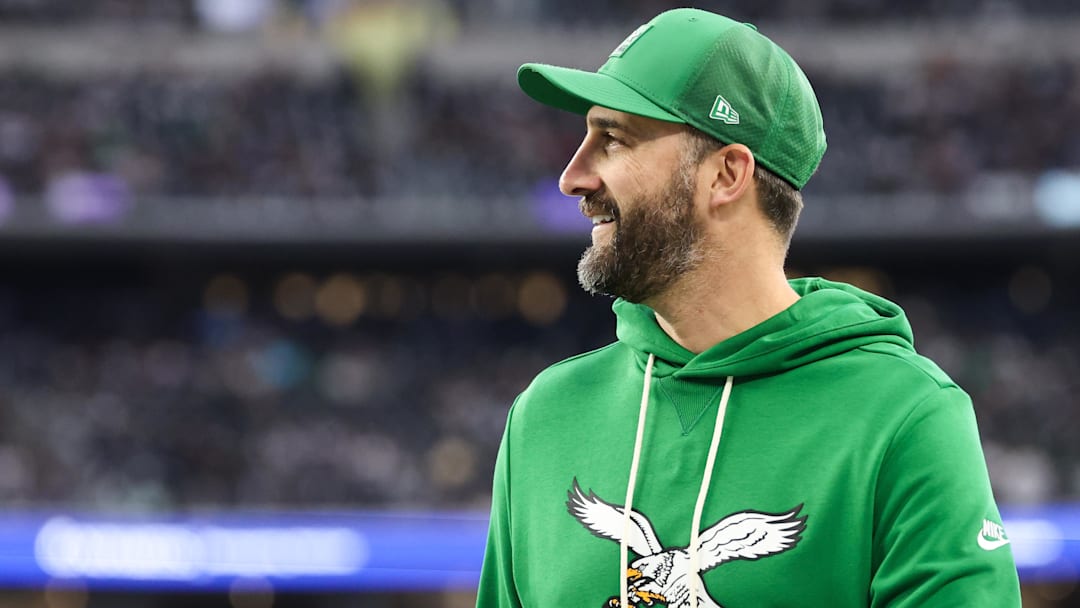 Nov 23, 2025; Arlington, Texas, USA; Philadelphia Eagles head coach Nick Sirianni looks on before the game against the Dallas Cowboys at AT&T Stadium.
