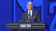 Jun 25, 2025; Brooklyn, NY, USA; NBA commissioner Adam Silver speaks during the 2025 NBA Draft at Barclays Center. Mandatory Credit: Brad Penner-Imagn Images