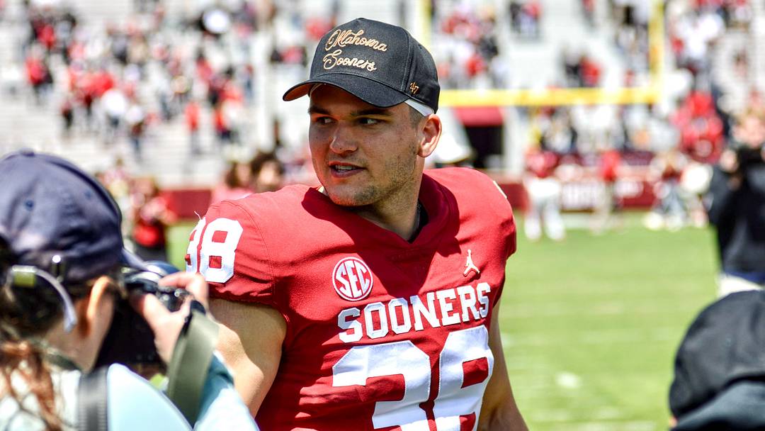 Oklahoma linebacker Owen Heinecke after the Sooners' spring game. 