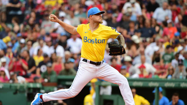 Jun 29, 2024; Boston, Massachusetts, USA;  Red Sox’ Tanner Houck pitches vs. Padres.
