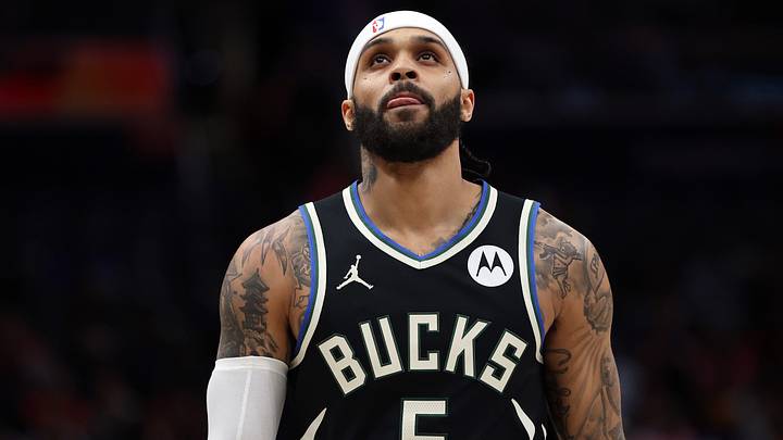 Jan 29, 2026; Washington, District of Columbia, USA; Milwaukee Bucks guard Gary Trent Jr. (5) looks on during the first half against the Washington Wizards at Capital One Arena. Mandatory Credit: Daniel Kucin Jr.-Imagn Images