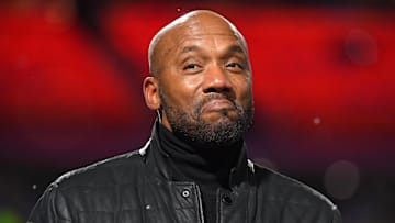 Orchard Park, New York, USA; ESPN analyst Louis Riddick reacts to a fans question.