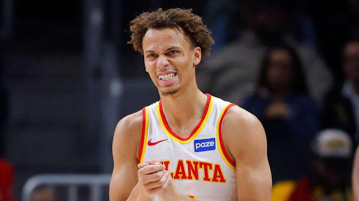 Dyson Daniels reacts against the New Orleans Pelicans