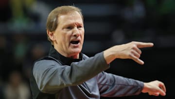 Oregon coach Dana Altman objects to a call during the first half of the Ducks game against Montana State at Matthew Knight Arena.

Basketball Eug Uombb Vs Montana State Montana State At Oregon