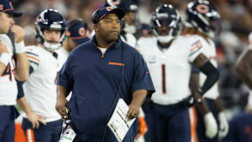 Nov 3, 2024; Glendale, Arizona, USA; Chicago Bears special teams coordinator Richard Hightower against the Arizona Cardinals at State Farm Stadium. Mandatory Credit: Mark J. Rebilas-Imagn Images