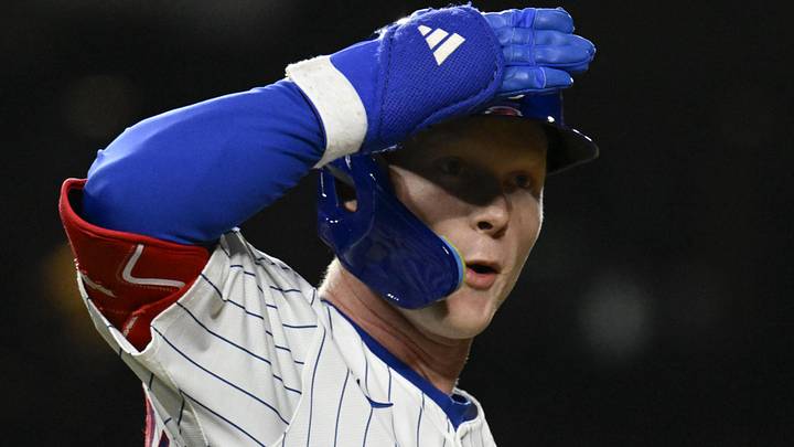 Chicago Cubs outfielder Pete Crow-Armstrong (4) runs after he hits a two run home run during the fifth inning against the Los Angeles Dodgers at Wrigley Field.
