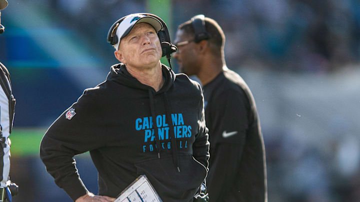 Dec 31, 2023; Jacksonville, Florida, USA; Carolina Panthers interim head coach Chris Tabor Dec 31, 2023; Jacksonville, Florida, USA; Carolina Panthers interim head coach Chris Tabor