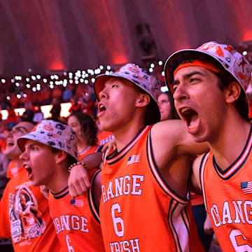 Feb 15, 2025; Champaign, Illinois, USA;  Illinois Fighting Illini fans cheer during the first half against the Michigan State Spartans at State Farm Center. Mandatory Credit: Ron Johnson-Imagn Images