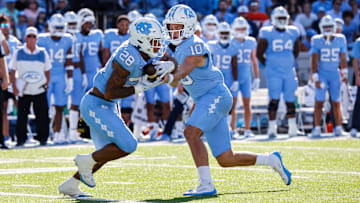Omarion Hampton and Drake Maye