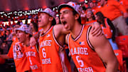 Feb 15, 2025; Champaign, Illinois, USA;  Illinois Fighting Illini fans cheer during the first half against the Michigan State Spartans at State Farm Center. Mandatory Credit: Ron Johnson-Imagn Images