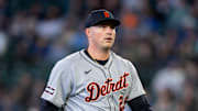 Apr 2, 2025; Seattle, Washington, USA;  Detroit Tigers starting pitcher Tarik Skubal (29) walks off the field during a game against the Seattle Mariners at T-Mobile Park. Mandatory Credit: Stephen Brashear-Imagn Images
