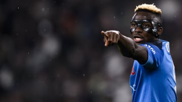 Victor Osimhen of SSC Napoli gestures during the Serie A...