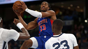 Oct 6, 2025; Memphis, Tennessee, USA; Detroit Pistons guard Jaden Ivey (23): Petre Thomas-Imagn Images