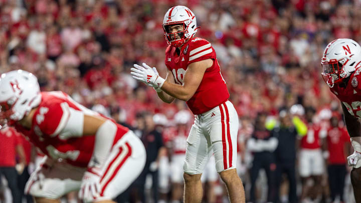  Nebraska quarterback Heinrich Haarberg enters the game and prepares to take a snap against Northern Iowa.