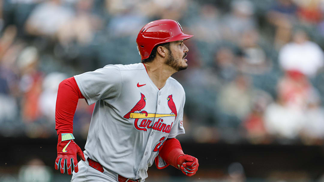 Jun 19, 2025; Chicago, Illinois, USA; St. Louis Cardinals third baseman Nolan Arenado (28) rounds the bases after hitting a solo home run against the Chicago White Sox during the third inning of game two of a doubleheader at Rate Field. Mandatory Credit: Kamil Krzaczynski-Imagn Images