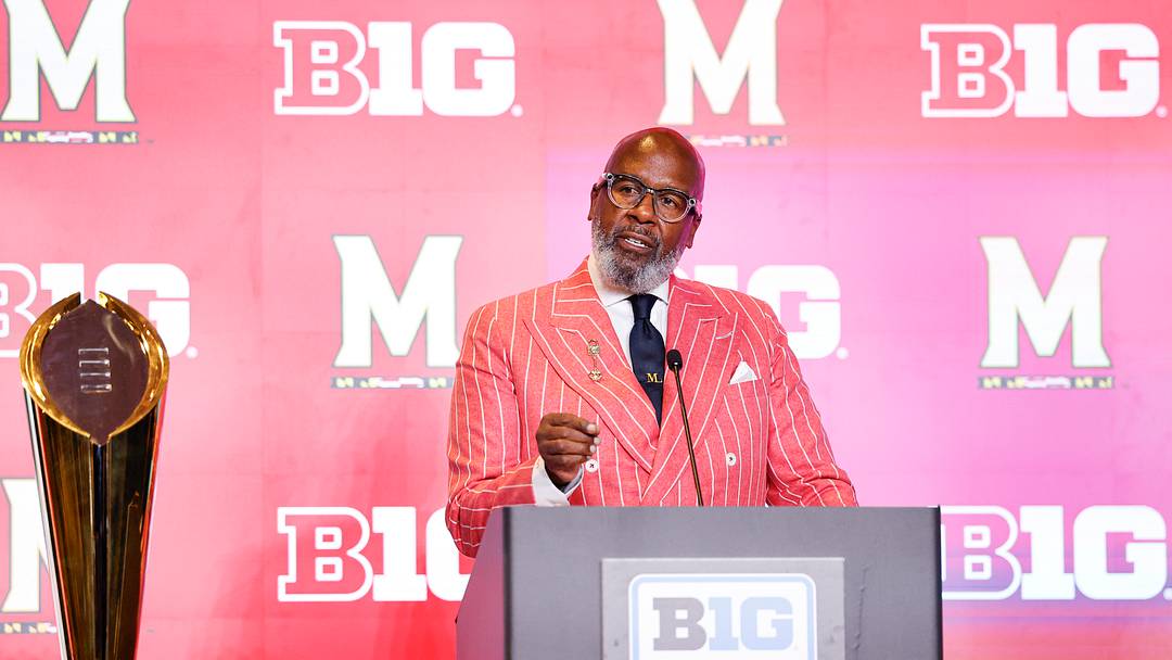 Jul 30, 2026; Chicago, IL, USA; Maryland Football head coach Michael Locksley speaks during Big Ten Media Days at Hilton Chicago. Mandatory Credit: Kamil Krzaczynski-Imagn Images