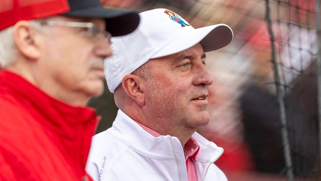 Nebraska athletic director Troy Dannen watches a softball game at Bowlin Stadium.