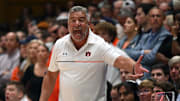 Dec 4, 2024; Durham, North Carolina, USA; Auburn Tigers head coach Bruce Pearl reacts during the second half against the Duke Blue Devils at Cameron Indoor Stadium.  The Blue Devils won 84-78.   Mandatory Credit: Rob Kinnan-Imagn Images