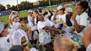 The Vanderbilt women's soccer team celebrates after beating LSU 8-7 in penalty kicks during the SEC Soccer Champoinship at Ashton Brosnahm Park in Pensacola Florida Sunday, Nov. 9, 2025.
