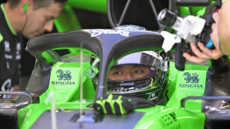 Jun 8, 2024; Montreal, Quebec, CAN; Stake driver Zhou Guanyu (CHN) in the pit lane at Circuit Gilles Villeneuve. Mandatory Credit: Eric Bolte-USA TODAY Sports