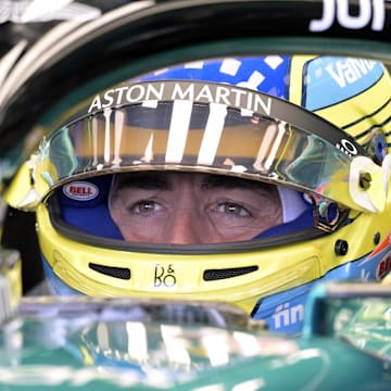 Jun 7, 2024; Montreal, Quebec, CAN; Aston Martin driver driver Fernando Alonso (ESP) in the pit lane during the practice session at Circuit Gilles Villeneuve. Mandatory Credit: Eric Bolte-Imagn Images