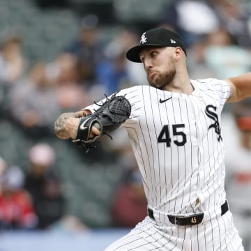 May 26, 2024; Chicago, Illinois, USA; Chicago White Sox starting pitcher Garrett Crochet (45) delivers a pitch against the Baltimore Orioles during the first inning at Guaranteed Rate Field.