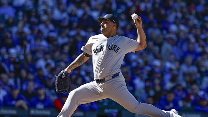 New York Yankees relief pitcher Nestor Cortes (65) delivers a pitch against the Chicago Cubs during the eight inning at Wrigley Field on Sept 7.